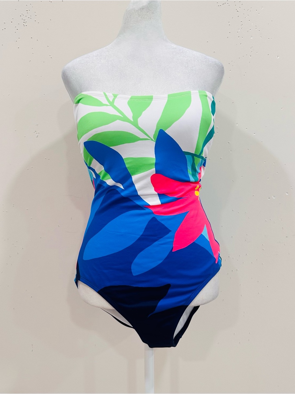 Tommy Bahama Paloma Palms Engineered Bandeau One-Piece Women's Size 12 NWT